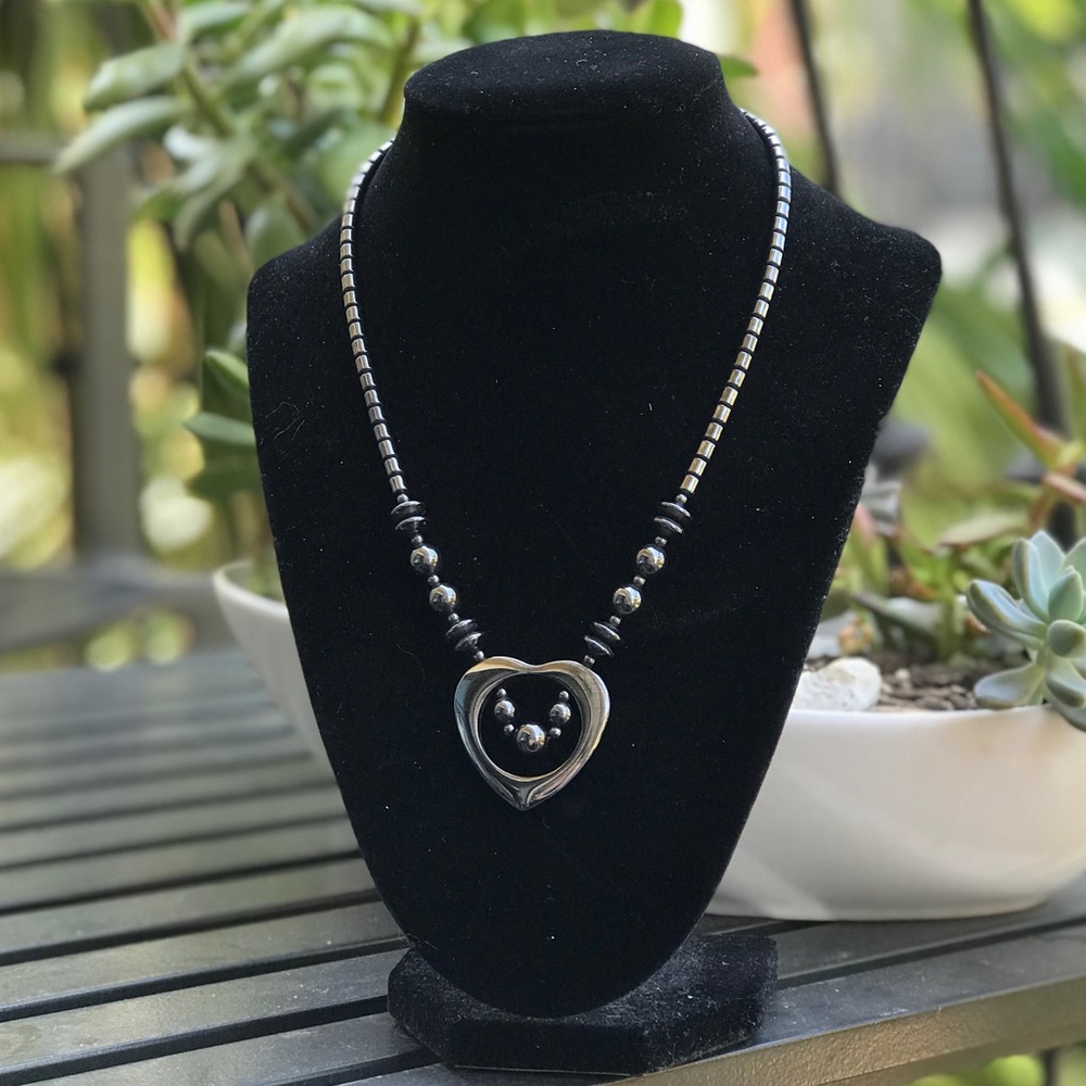 Hematite Heart Necklace